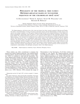 Phylogeny of the Tropical Tree Family Dipterocarpaceae Based on Nucleotide Sequences of the Chloroplast Rbcl Gene1