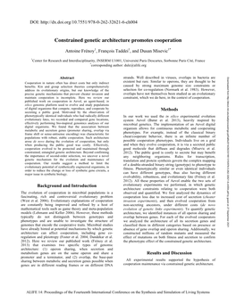 Constrained Genetic Architecture Promotes Cooperation