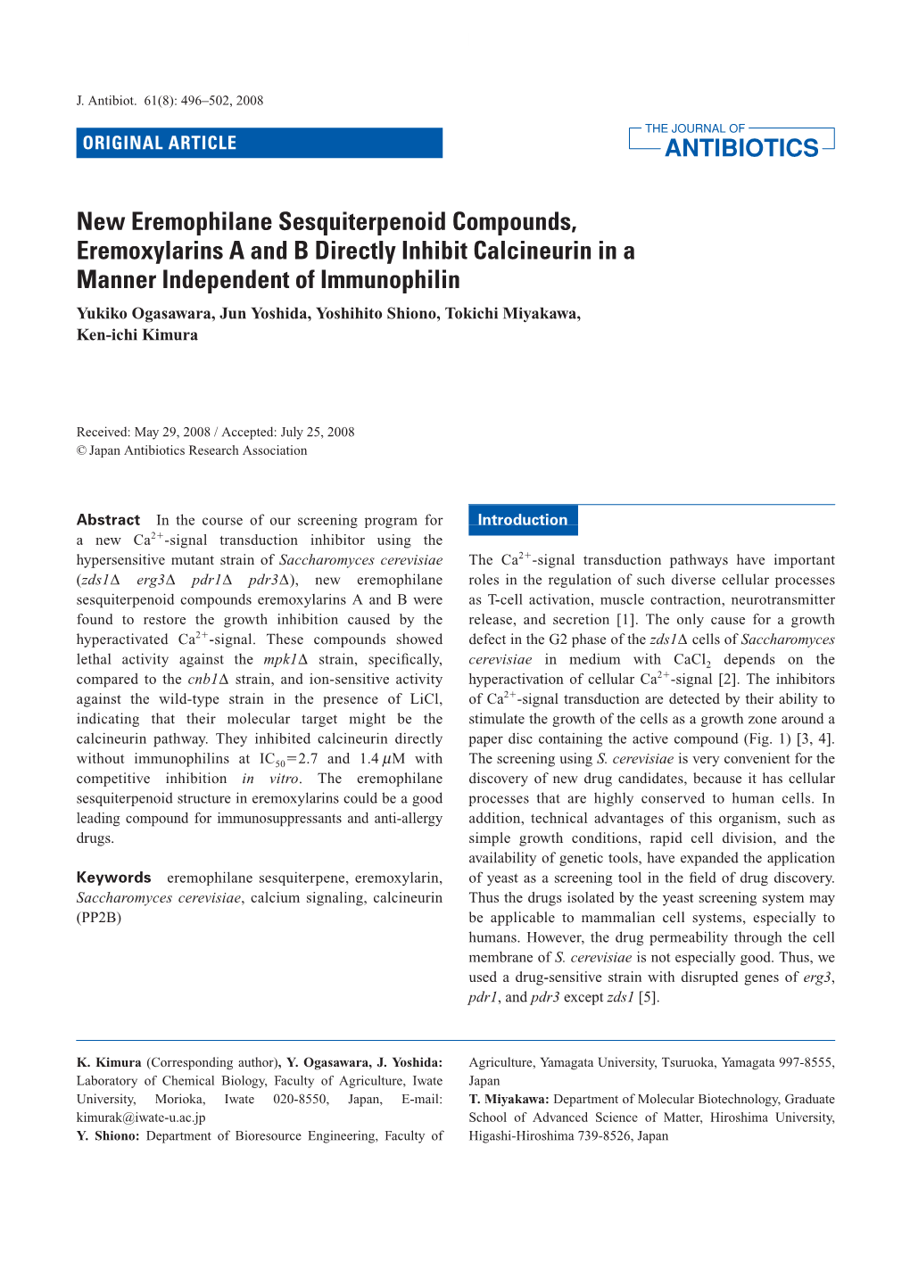 New Eremophilane Sesquiterpenoid Compounds, Eremoxylarins a And