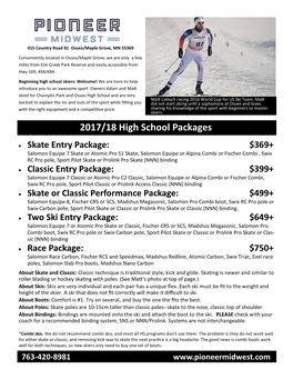 2017/18 High School Packages