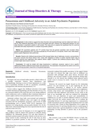 Parasomnias and Childhood Adversity in an Adult Psychiatric Population