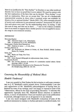 Concerning the Measurability Oj Medieval Music Hendrik Vanderwerf
