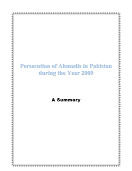 Persecution of Ahmadis in Pakistan During the Year 2009