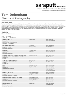 Tom Debenham Director of Photography