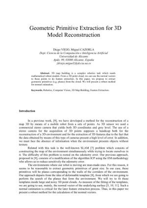 Geometric Primitive Extraction for 3D Model Reconstruction