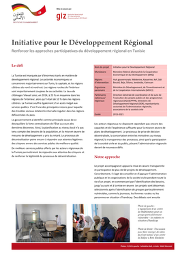Initiative Pour Le Développement Régional Renforcer Les Approches Participatives Du Développement Régional En Tunisie