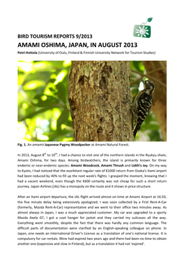 AMAMI OSHIMA, JAPAN, in AUGUST 2013 Petri Hottola (University of Oulu, Finland & Finnish University Network for Tourism Studies)