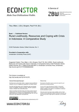 Rural Livelihoods, Resources and Coping with Crisis in Indonesia: a Comparative Study