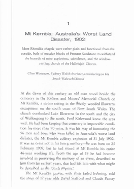 Mt Kembla: Australia's Worst Land Disaster, 1902
