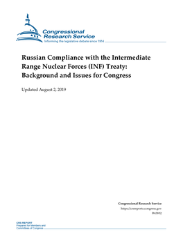 Russian Compliance with the Intermediate Range Nuclear Forces (INF) Treaty: Background and Issues for Congress