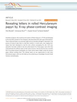 Revealing Letters in Rolled Herculaneum Papyri by X-Ray Phase-Contrast Imaging