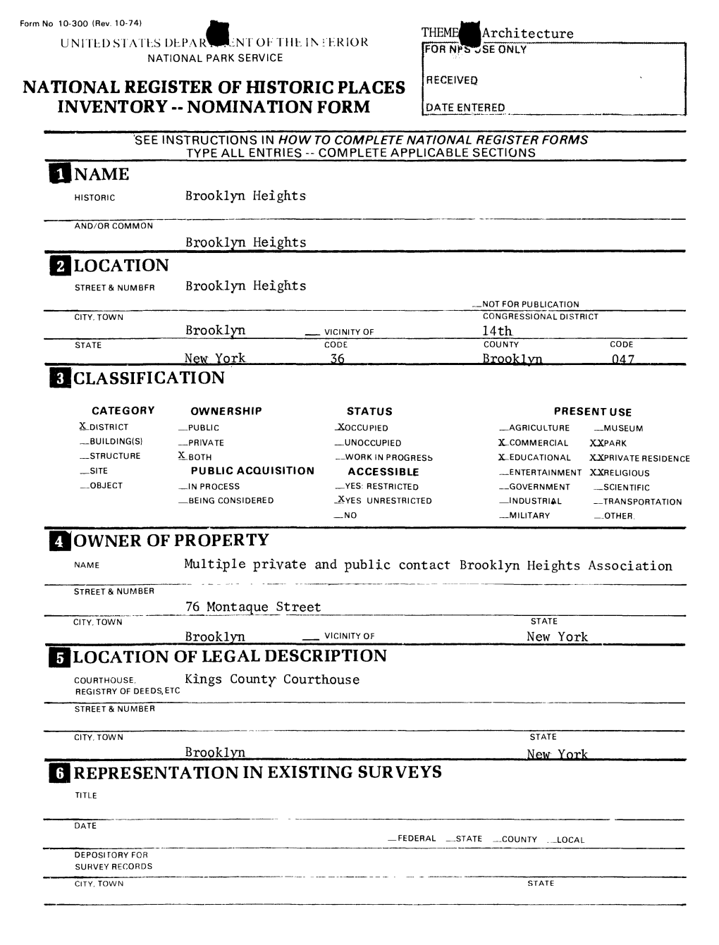 National Register of Historic Places Inventory - Nomination Form