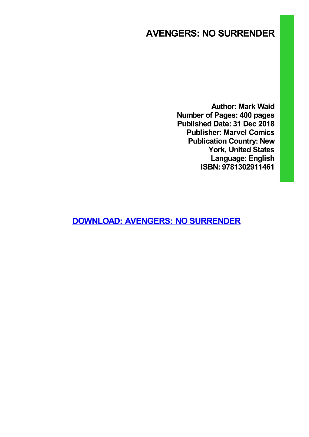 Read Book Avengers: No Surrender Pdf Free Download