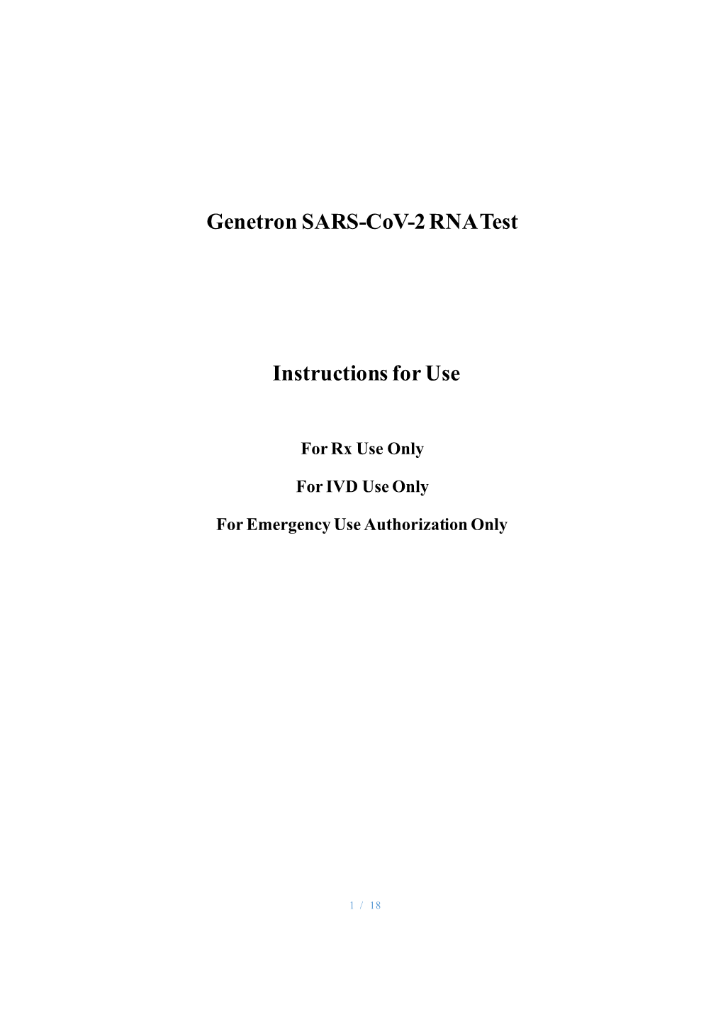 Genetron SARS-Cov-2 RNA Test