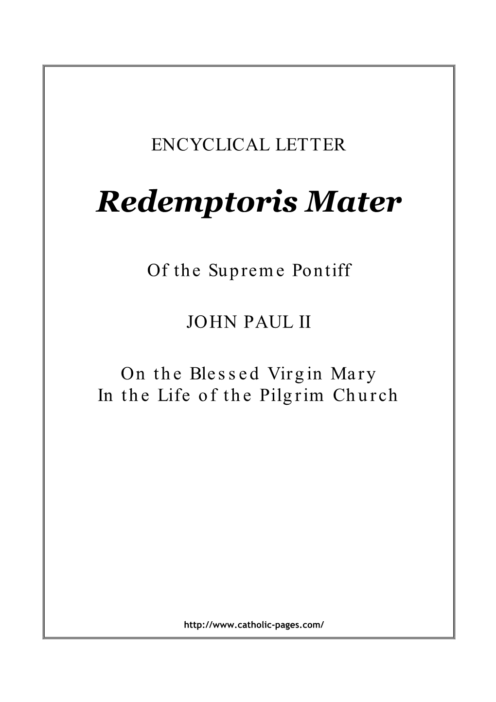 Redemptoris Mater