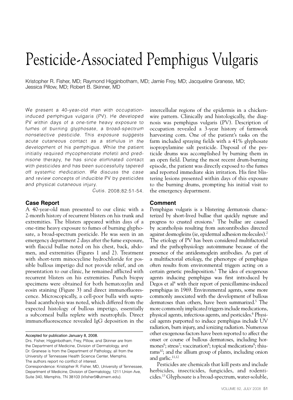 Pesticide-Associated Pemphigus Vulgaris