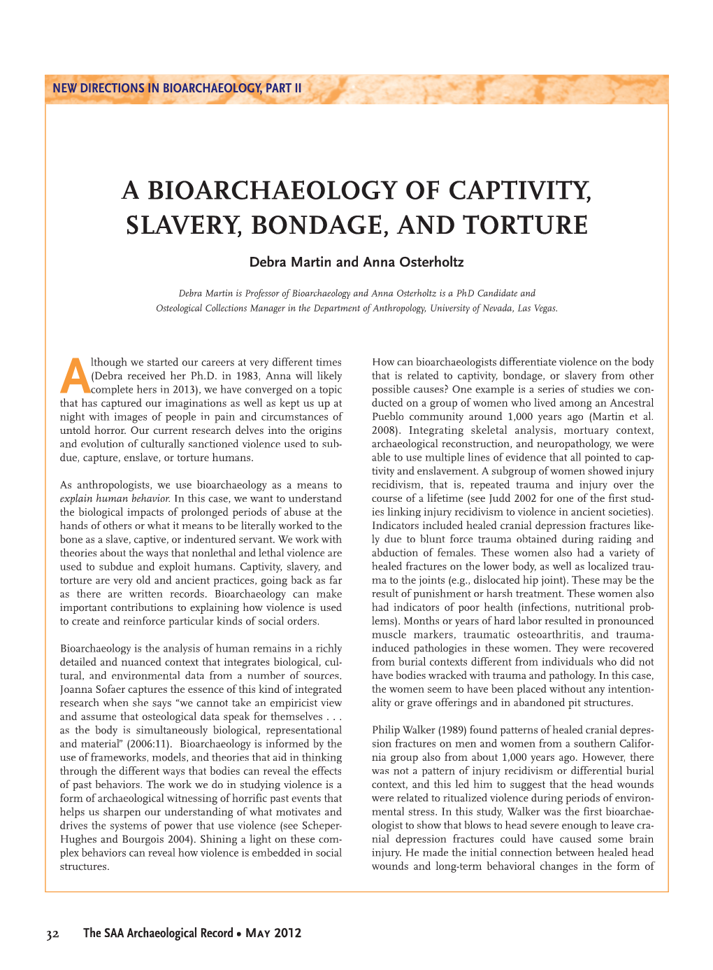 A Bioarchaeology of Captivity, Slavery, Bondage, And