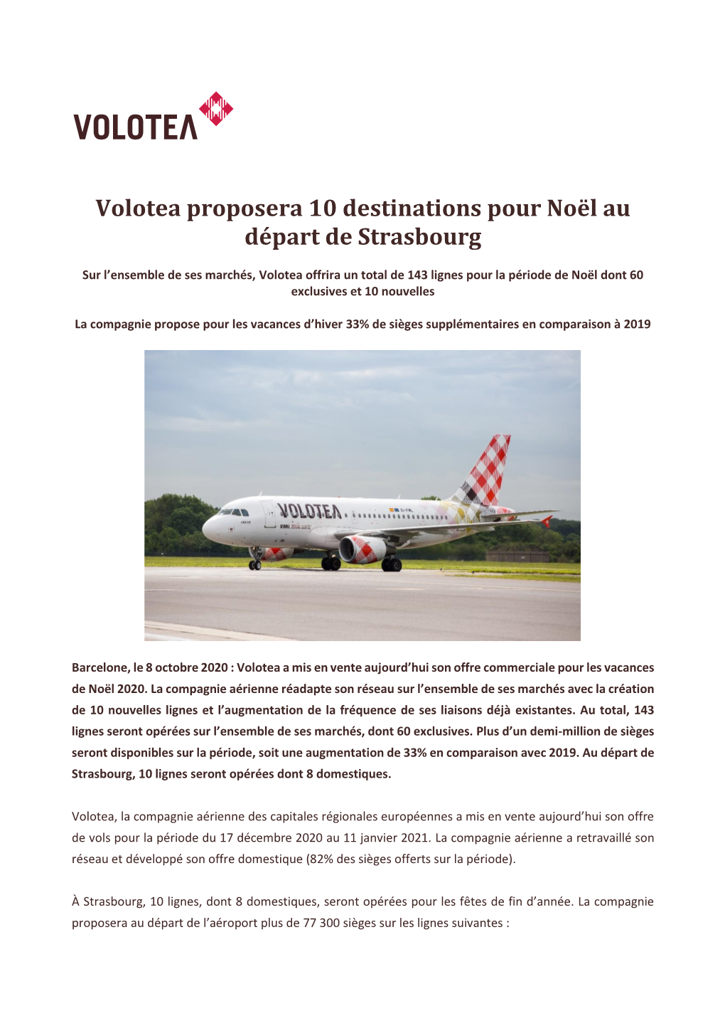 Volotea Proposera 10 Destinations Pour Noël Au Départ De Strasbourg