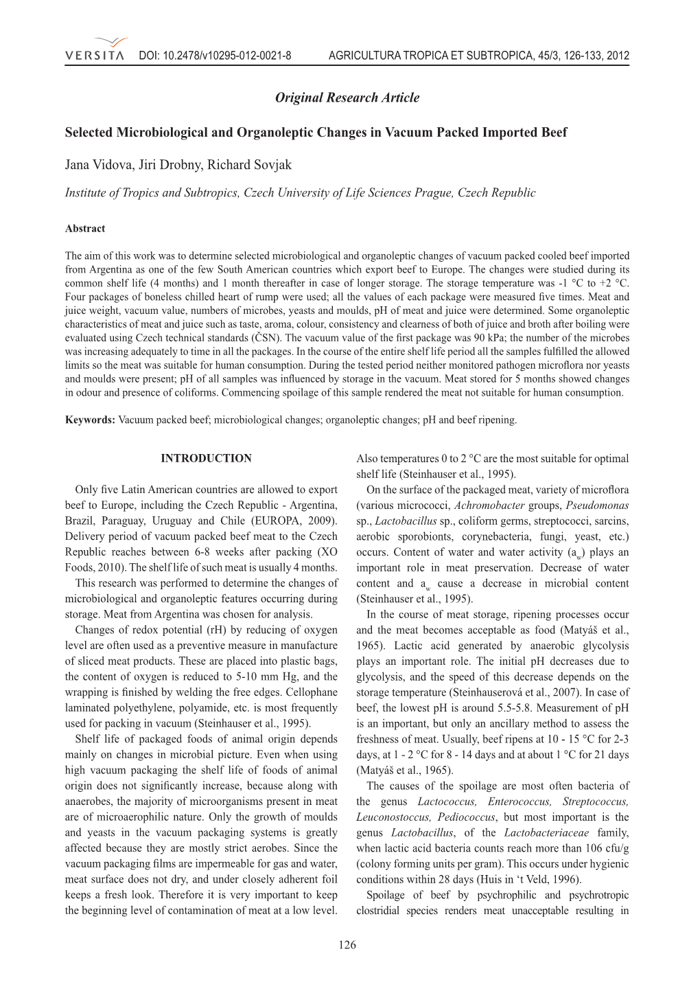 Original Research Article Selected Microbiological and Organoleptic