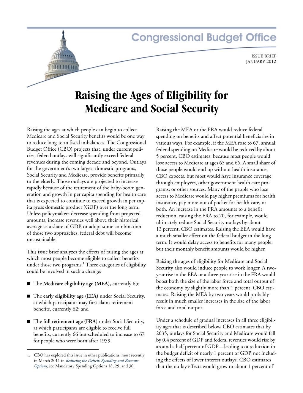 Raising the Ages of Eligibility for Medicare and Social Security