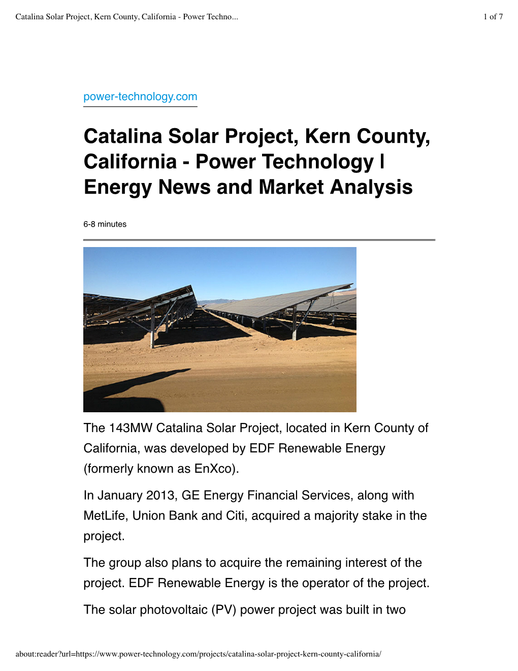 Catalina Solar Project, Kern County, California - Power Techno