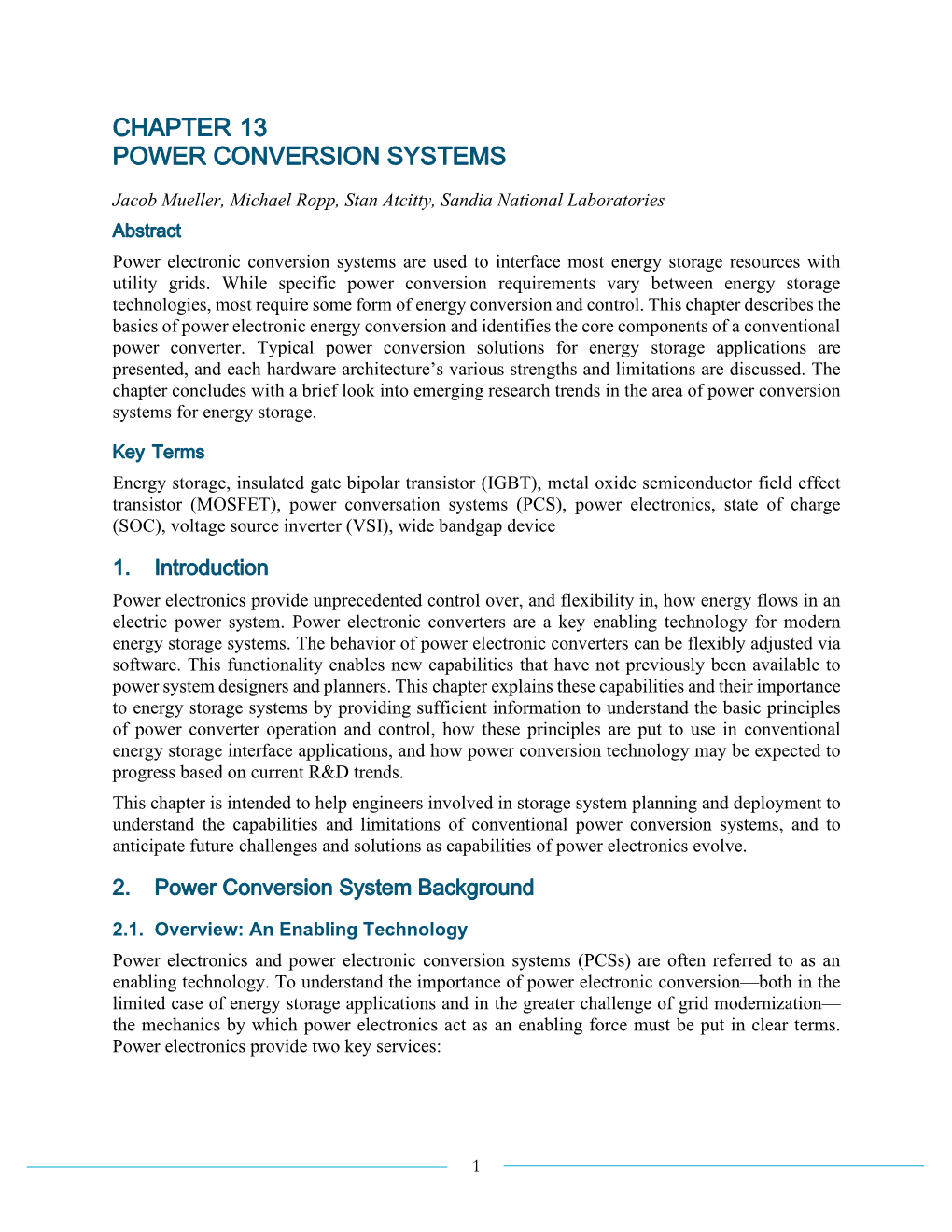 DOE ESHB Chapter 13 Power Conversion Systems