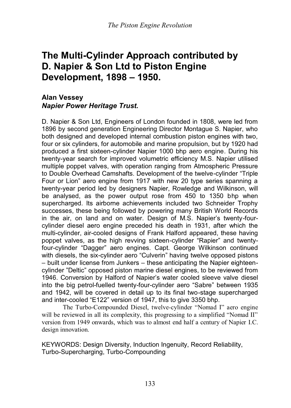 7.Napier Multicylinder Engines : Alan Vessey