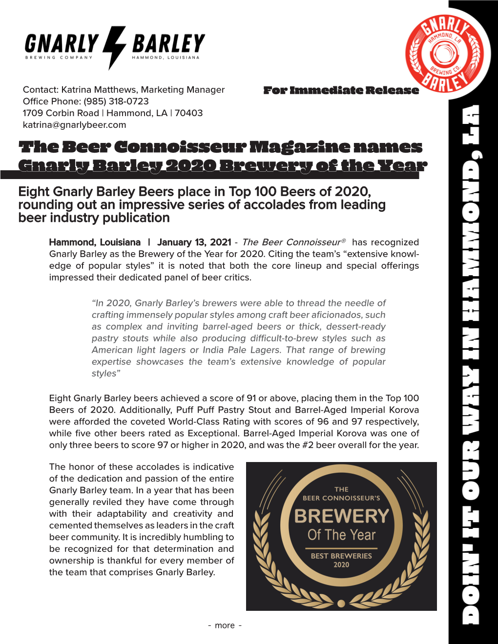 The Beer Connoisseurmagazine Names Gnarly Barley 2020 Brewery