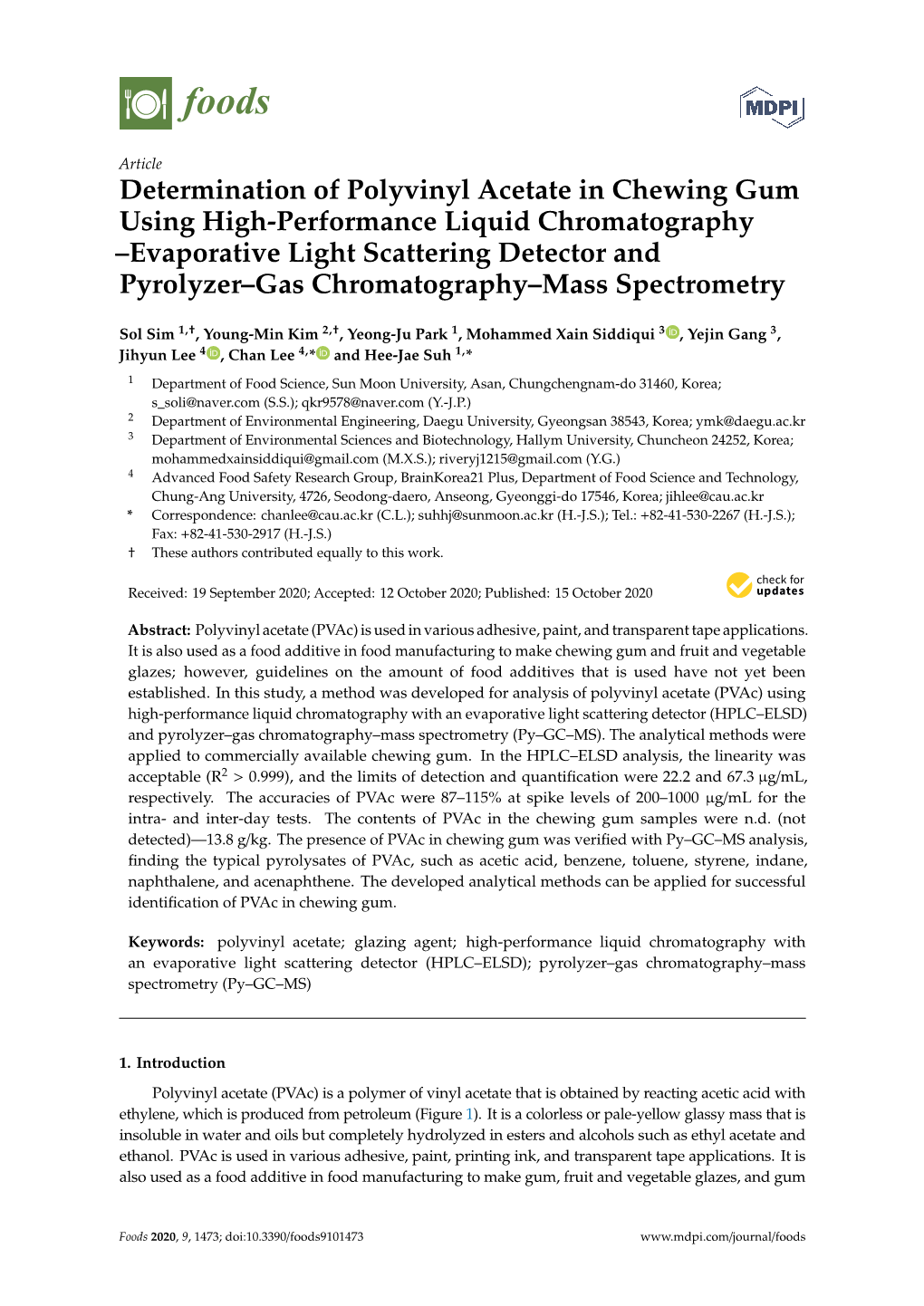 Determination of Polyvinyl Acetate in Chewing Gum Using High