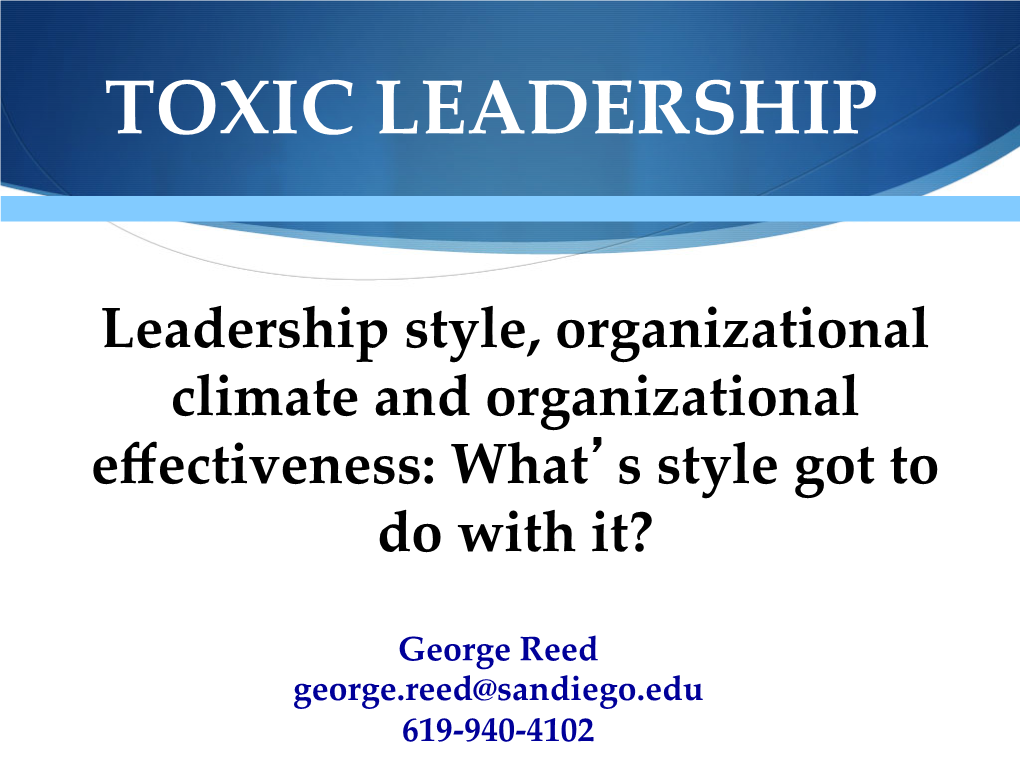 Toxic Leadership