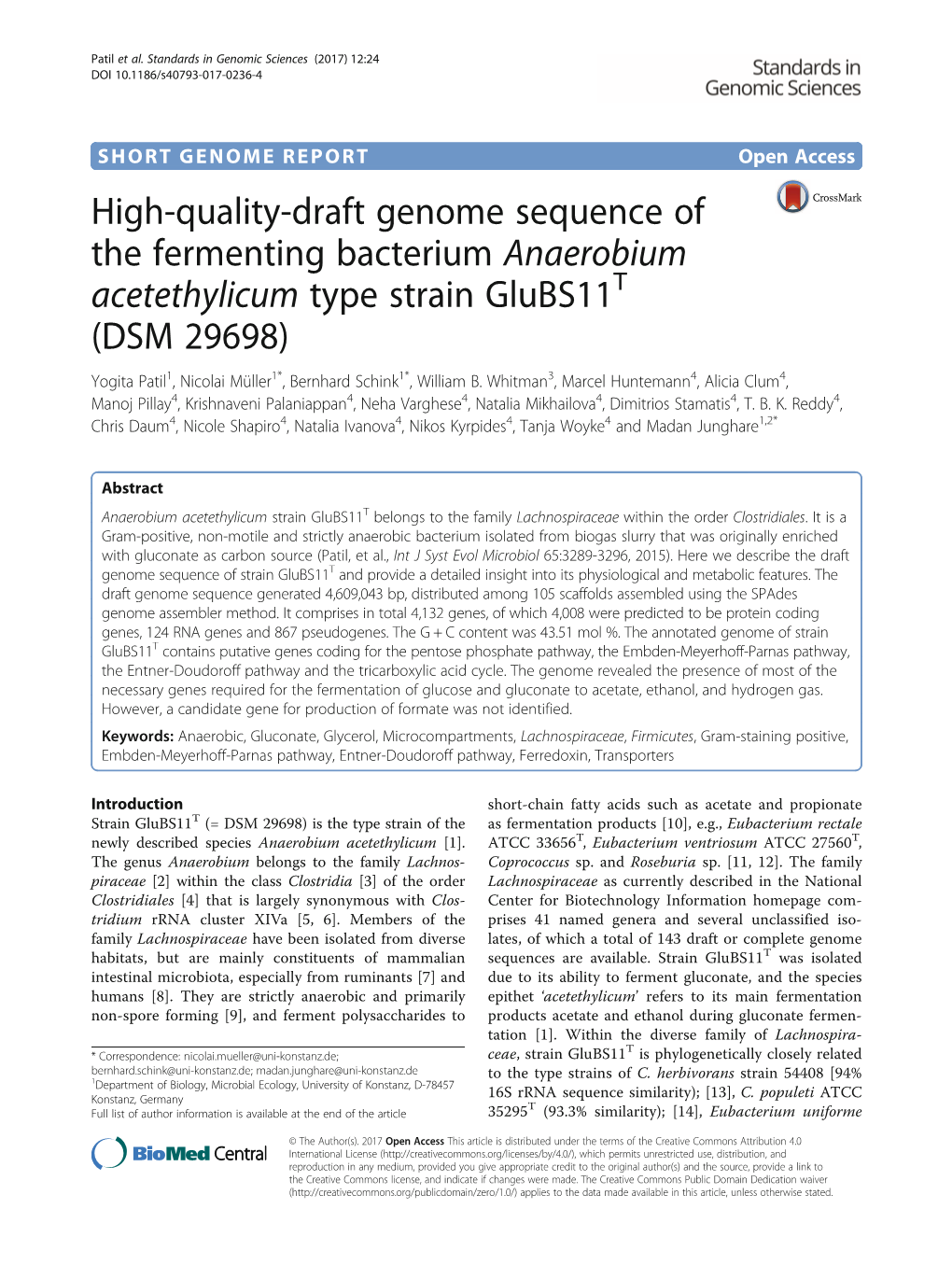 High-Quality-Draft Genome Sequence of the Fermenting Bacterium Anaerobium Acetethylicum Type Strain Glubs11t (DSM 29698)