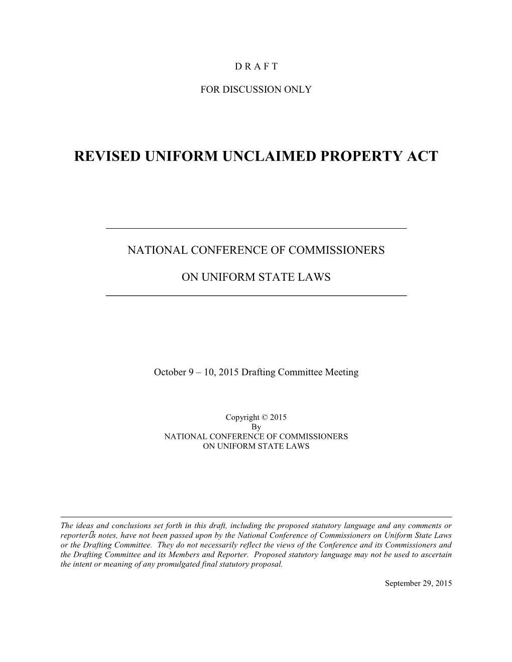 Revised Uniform Unclaimed Property Act