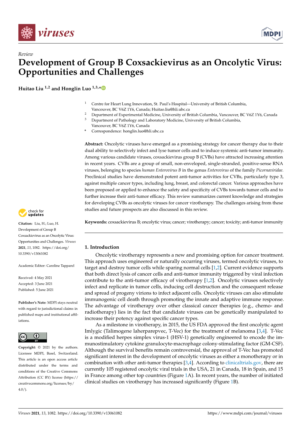 Development of Group B Coxsackievirus As an Oncolytic Virus: Opportunities and Challenges