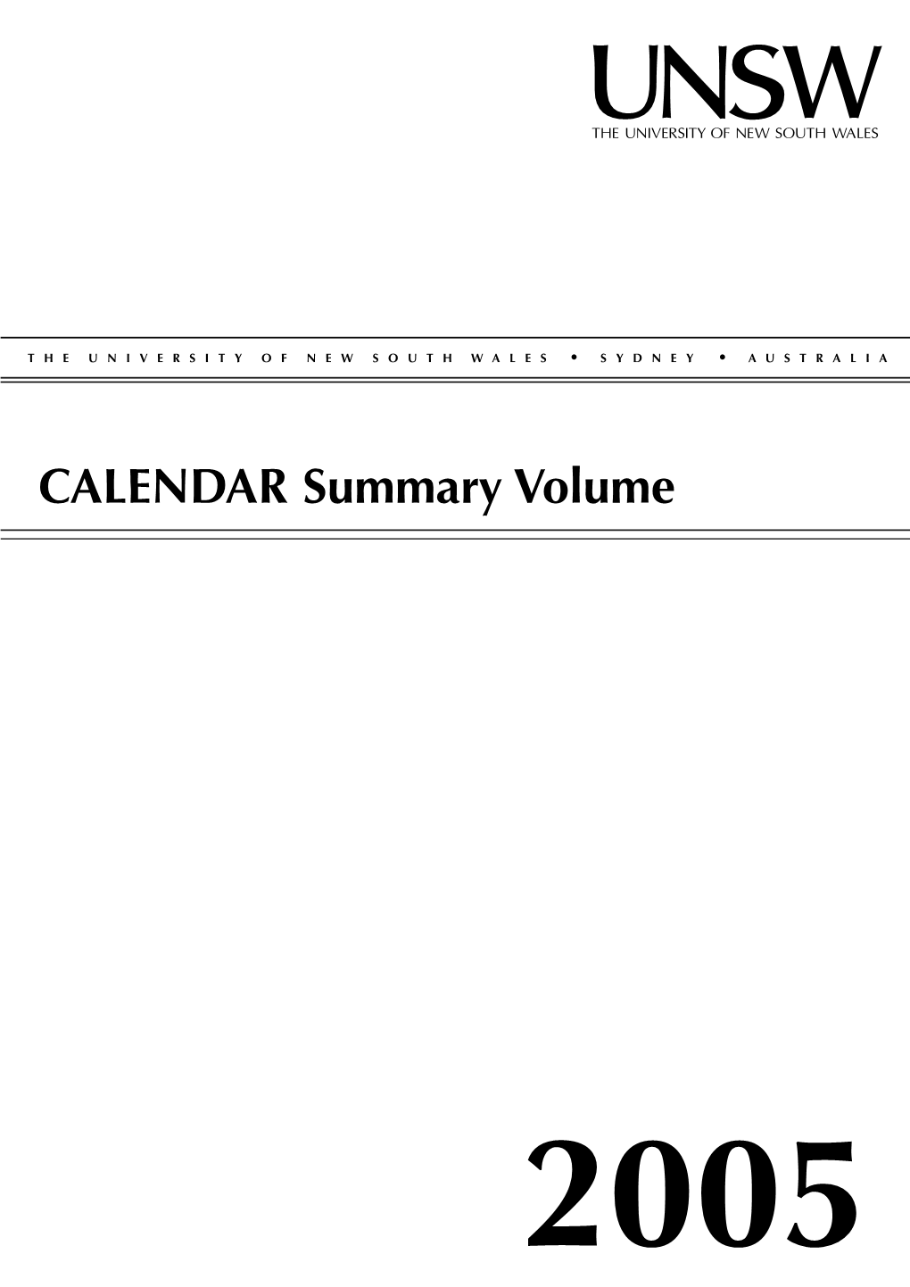 CALENDAR Summary Volume