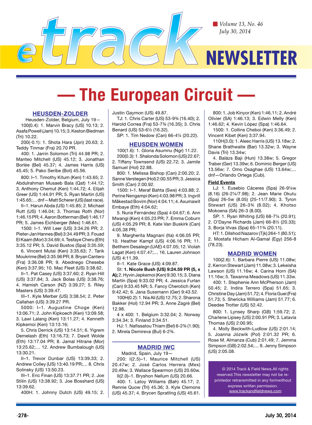 — the European Circuit —