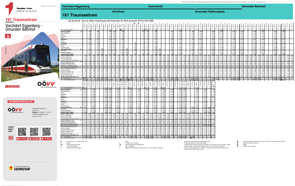 Gmunden Bahnhof Fahrpläne / Linien Gültig Ab 02.09.2018 Kirchham Gmunden Rathausplatz 161 Traunseetram