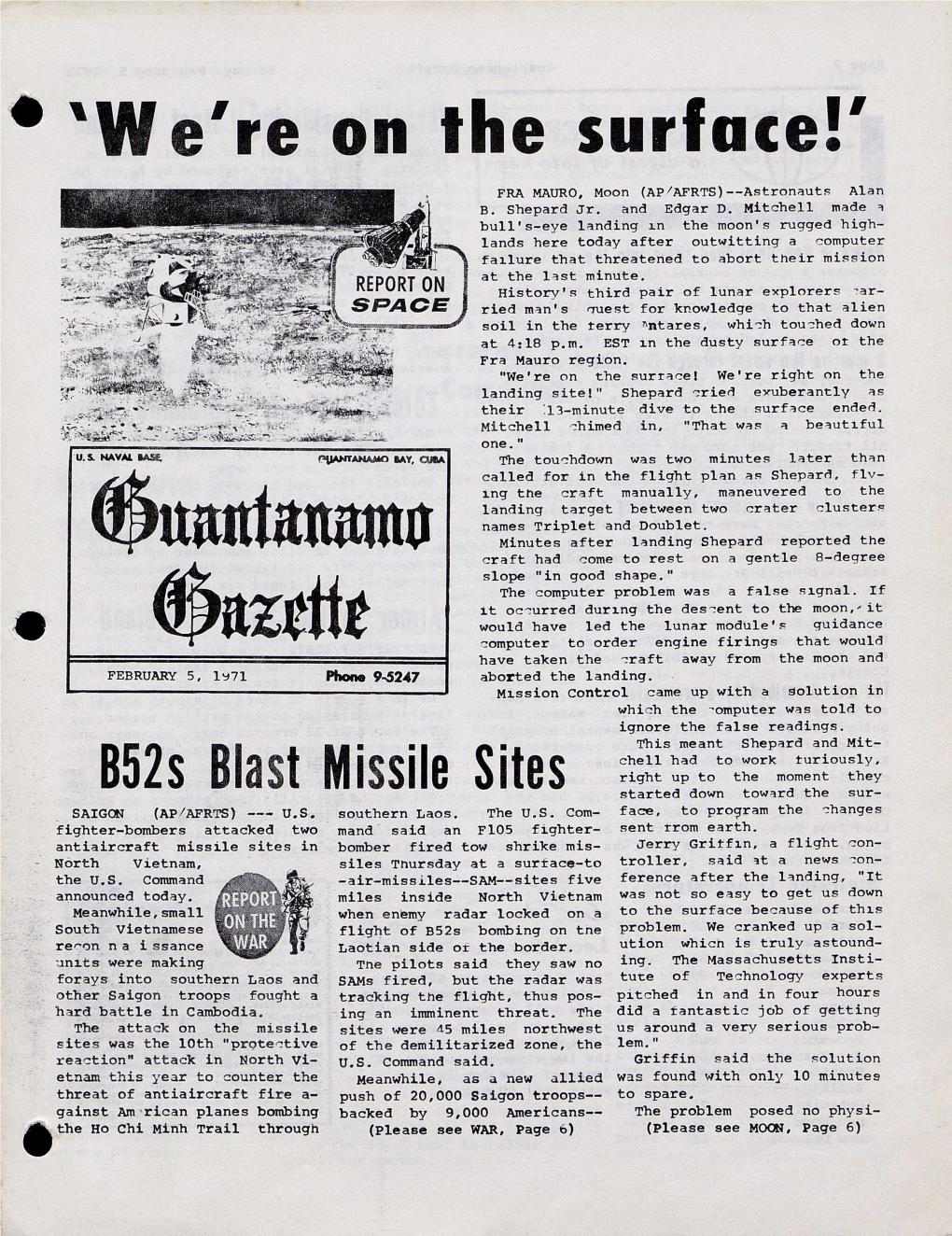 B52s Blast Missile Started Down Toward the Sur- the Ranges SAIGON (AP/AFRTS) --- U.S