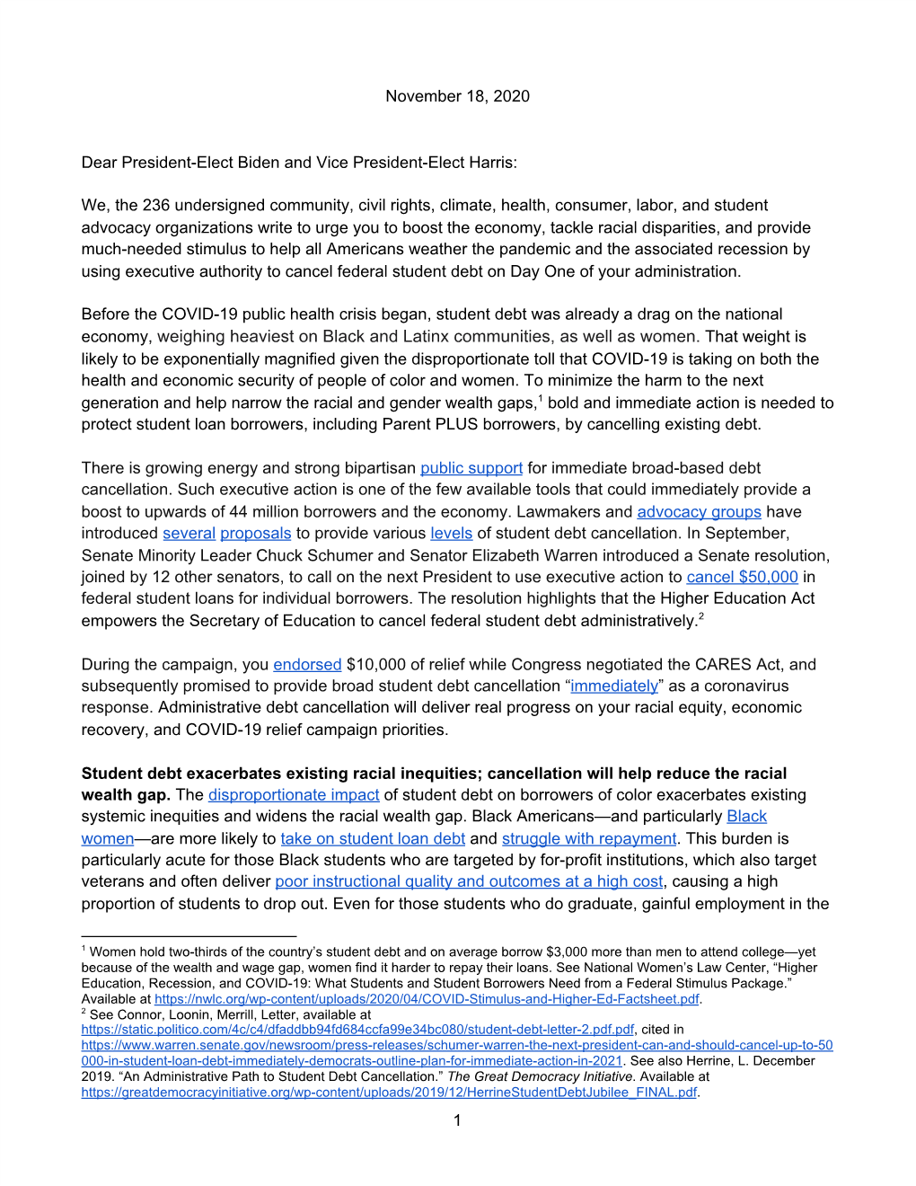 CDF Joins Over 200 Organizations Urging the New Administration to Cancel Federal Student Debt