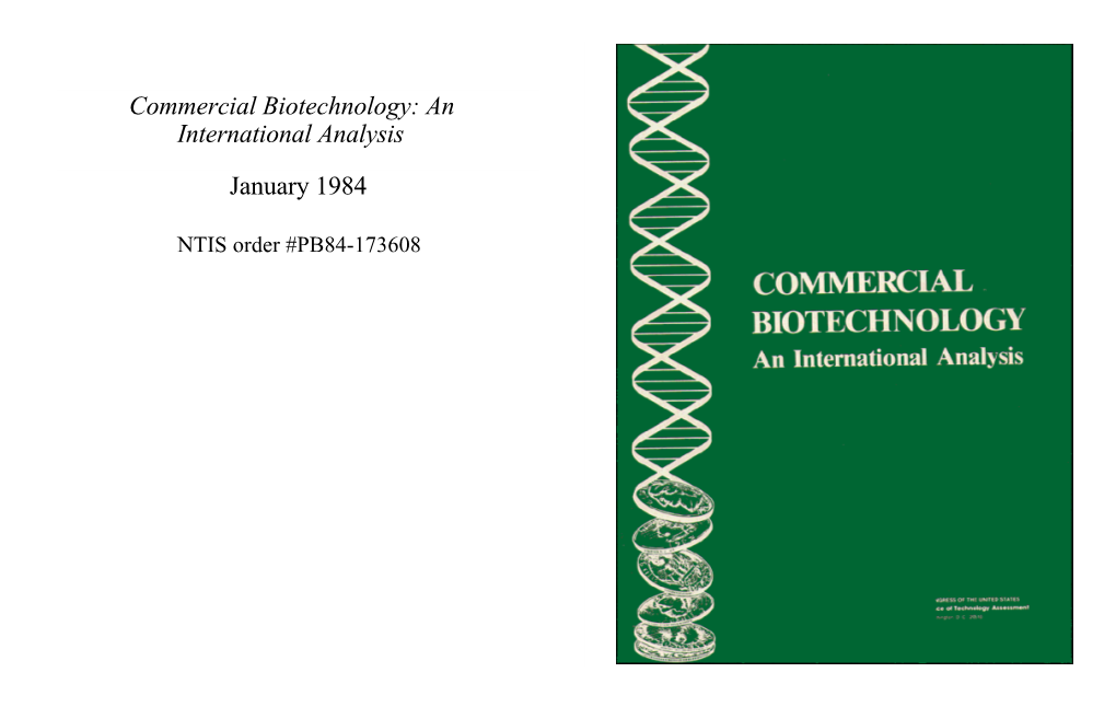 Commercial Biotechnology: an International Analysis (January 1984)