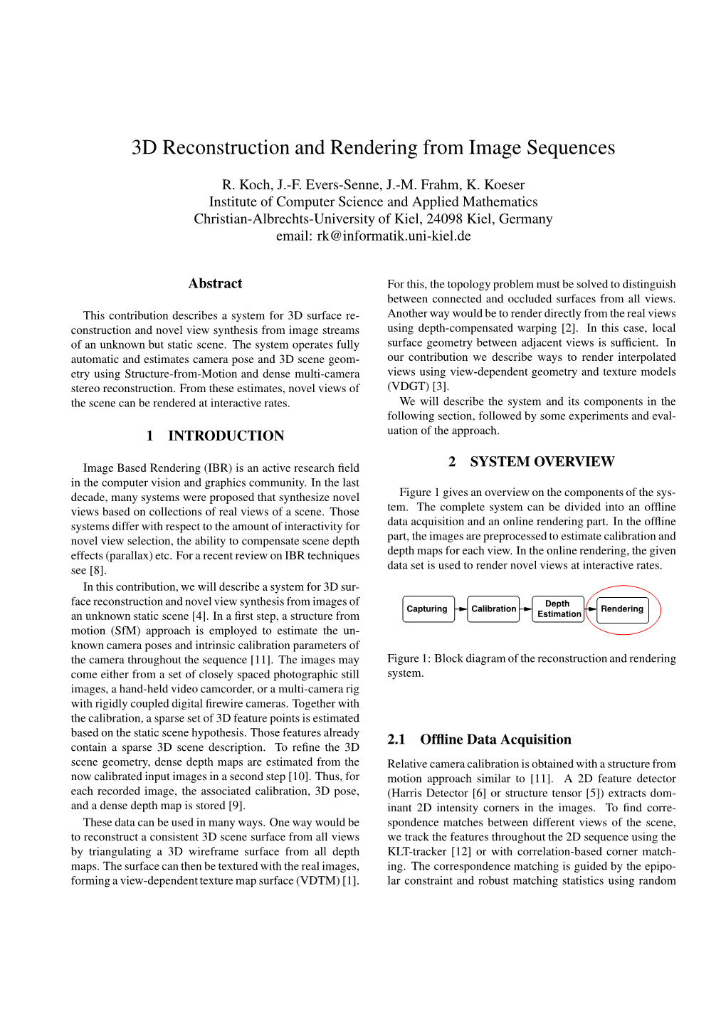 3D Reconstruction and Rendering from Image Sequences