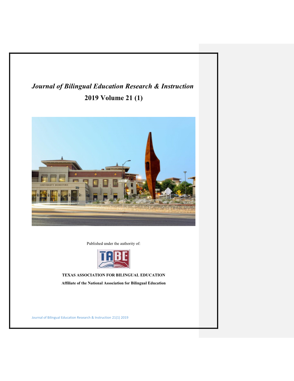 Journal of Bilingual Education Research & Instruction 2019