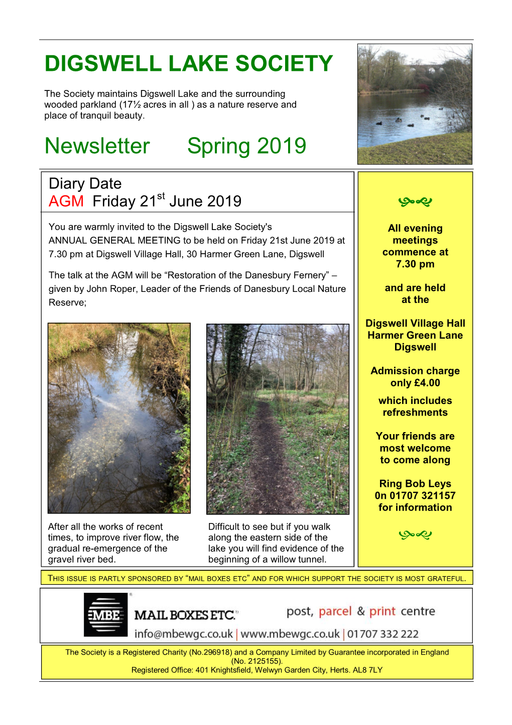 DIGSWELL LAKE SOCIETY Newsletter Spring 2019
