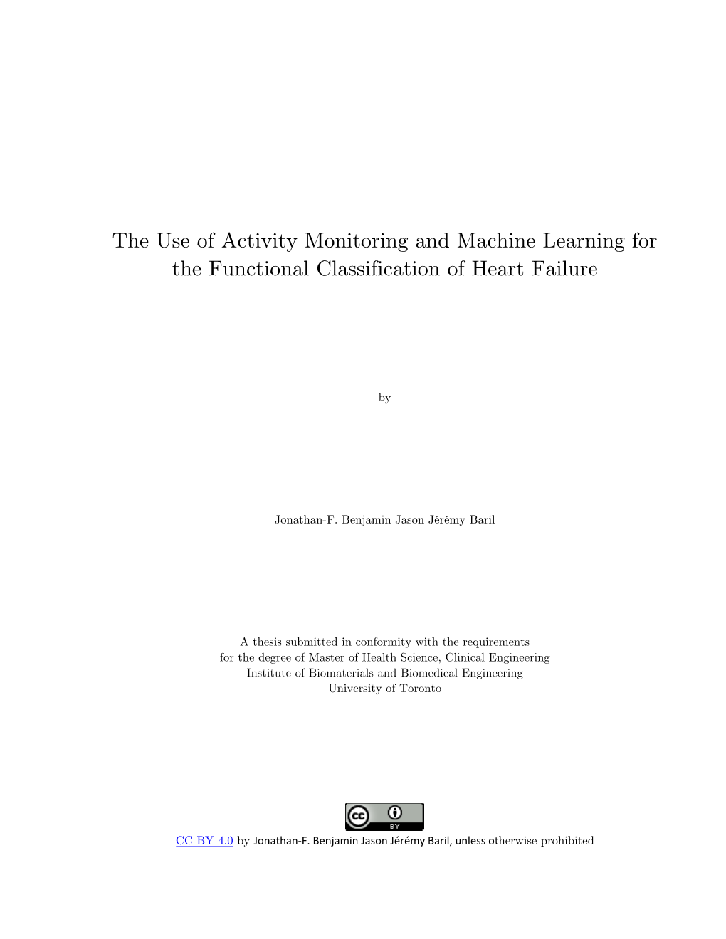 The Use of Activity Monitoring and Machine Learning for the Functional Classification of Heart Failure