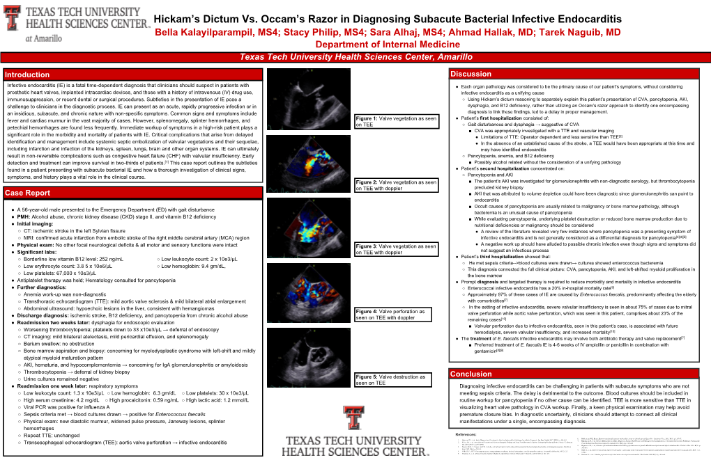 Hickam's Dictum Vs. Occam's Razor in Diagnosing Subacute Bacterial Infective Endocarditis