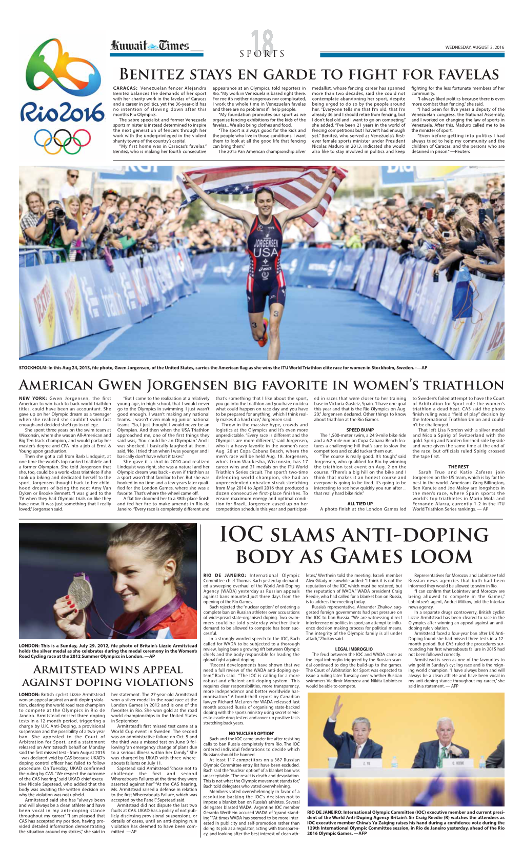 IOC Slams Anti-Doping Body As Games Loom