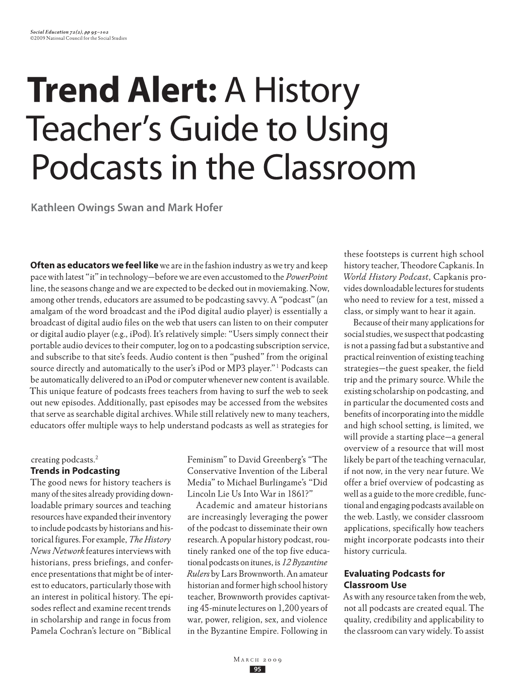 Trend Alert: a History Teacher's Guide to Using Podcasts in the Classroom