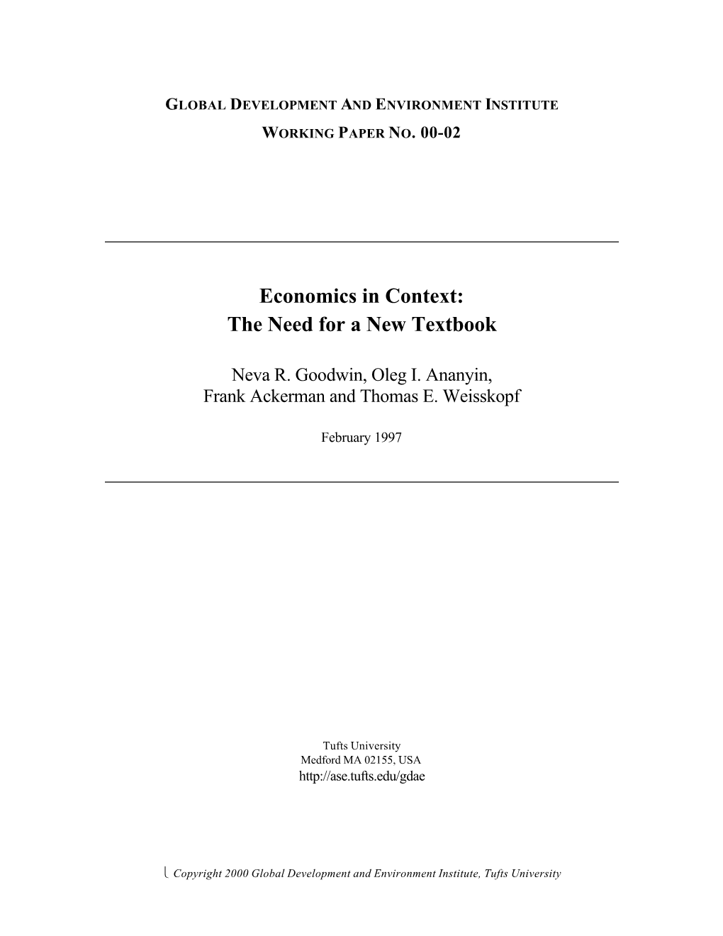 Economics in Context: the Need for a New Textbook