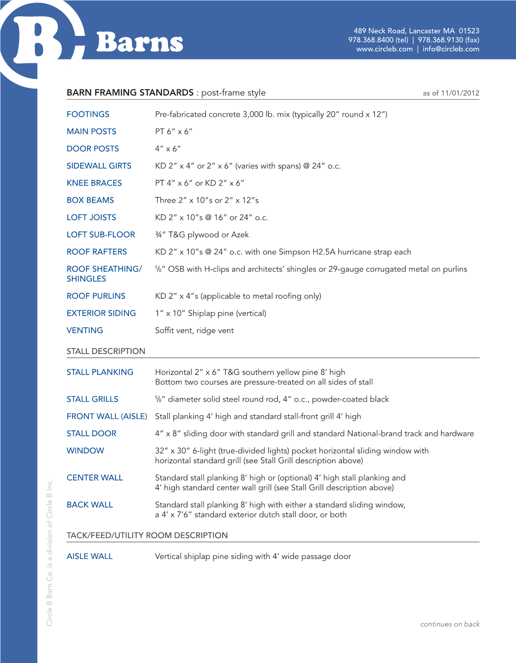 Barn Framing Descriptions and Standards