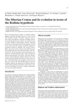 The Siberian Craton and Its Evolution in Terms of the Rodinia Hypothesis