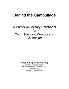 A Primer on Military Enlistment for Youth Pastors, Mentors and Counselors